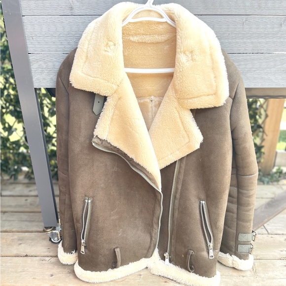 Fall winter turn down collar faux suede leather biker jacket - Picture 1 of 6